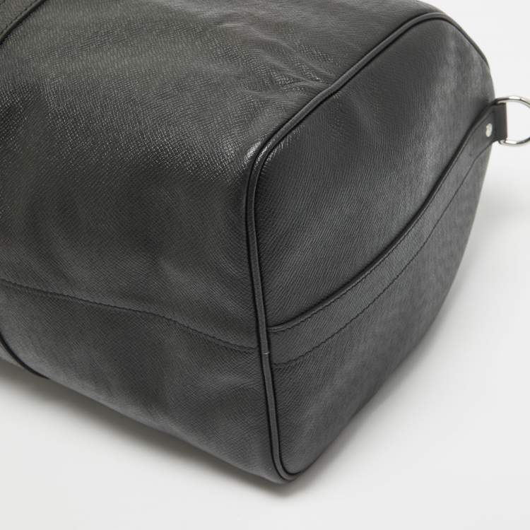 Pre Owned Louis Vuitton Black Leather Leather Keepall Bandoulière 50 Bag