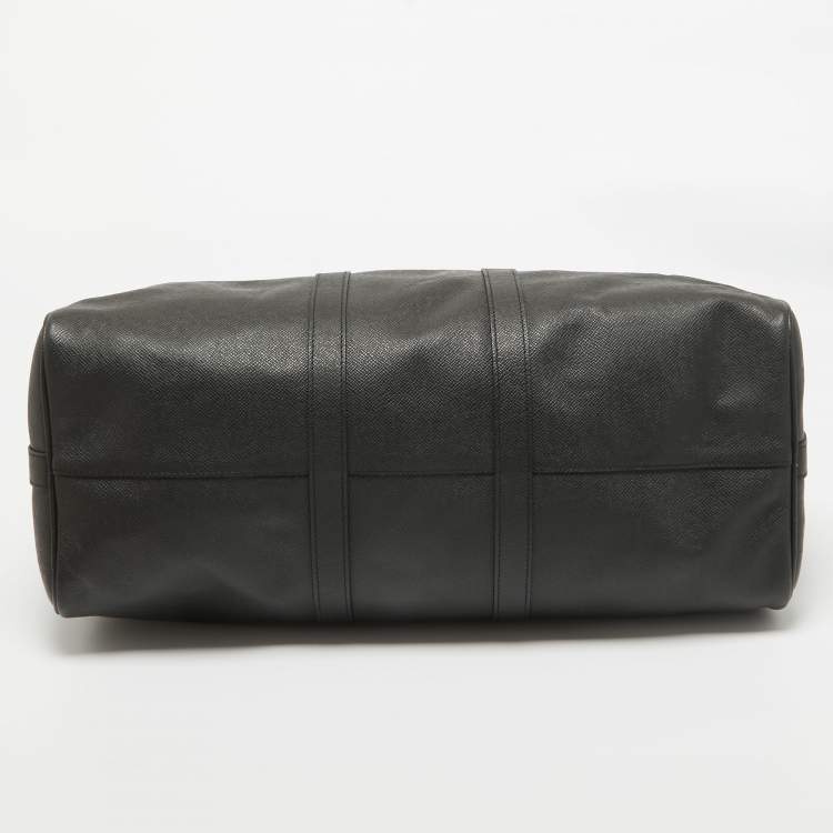 Pre Owned Louis Vuitton Black Leather Leather Keepall Bandoulière 50 Bag
