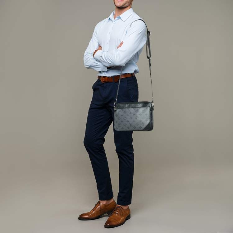 Pre Owned Louis Vuitton Monogram Eclipse Reverse Canvas Trio Messenger Bag
