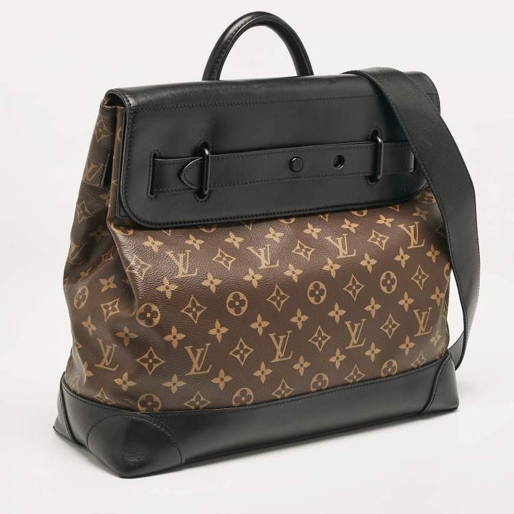 Pre Owned Louis Vuitton Black Leather and Monogram Canvas Solar Ray Steamer PM Bag