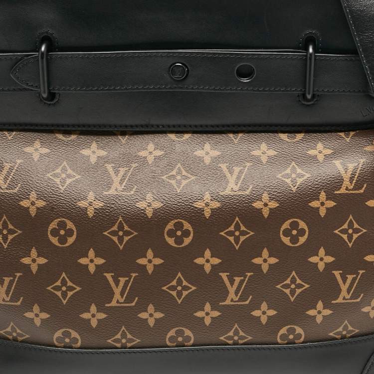 Pre Owned Louis Vuitton Black Leather and Monogram Canvas Solar Ray Steamer PM Bag
