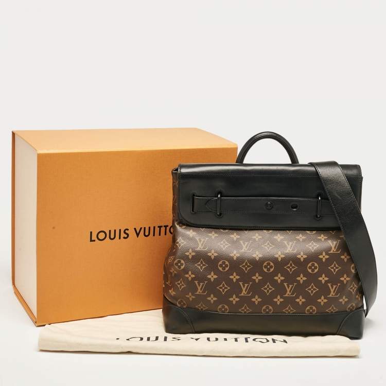 Pre Owned Louis Vuitton Black Leather and Monogram Canvas Solar Ray Steamer PM Bag