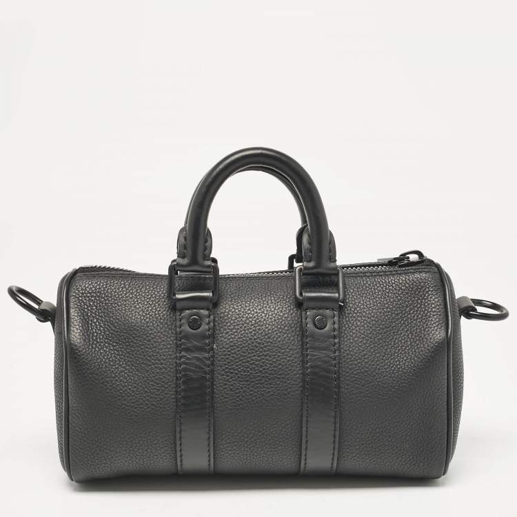 Pre Owned Louis Vuitton Black Aerogram Leather XS Keepall Bandoulier Bag