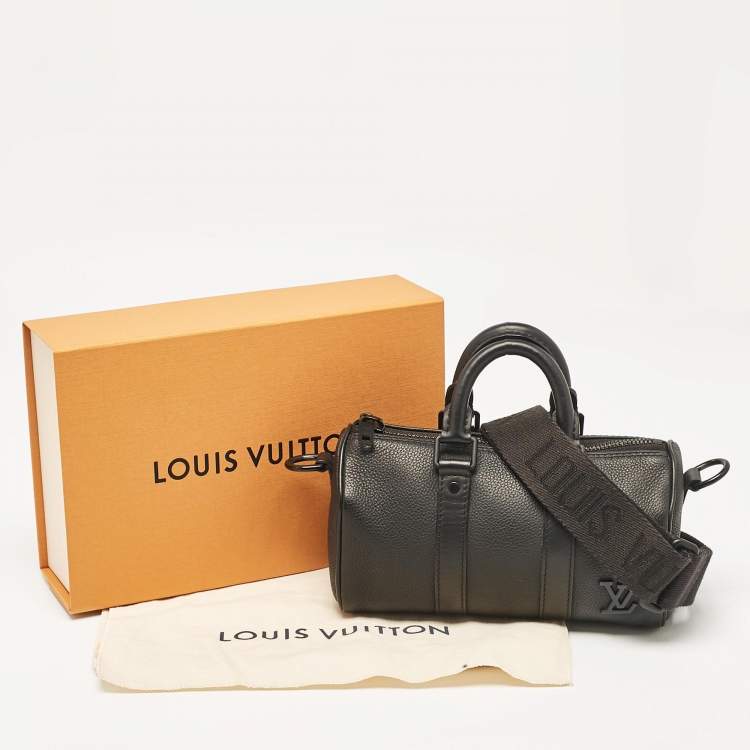 Pre Owned Louis Vuitton Black Aerogram Leather XS Keepall Bandoulier Bag