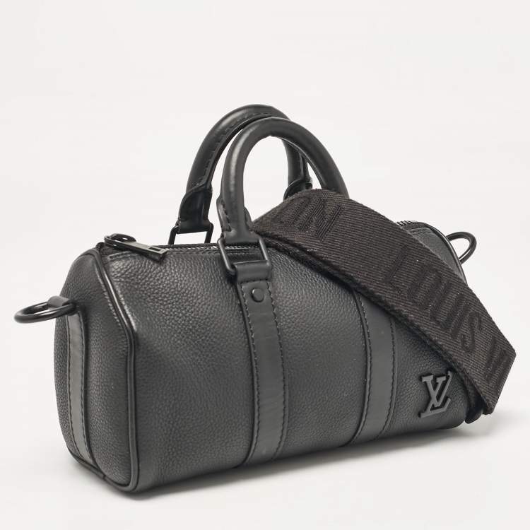 Pre Owned Louis Vuitton Black Aerogram Leather XS Keepall Bandoulier Bag