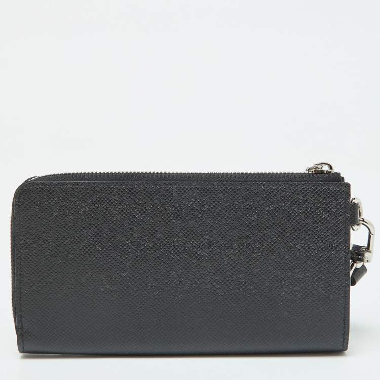 Pre Owned Louis Vuitton Black Leather Taiga Zippy Dragonne Wallet