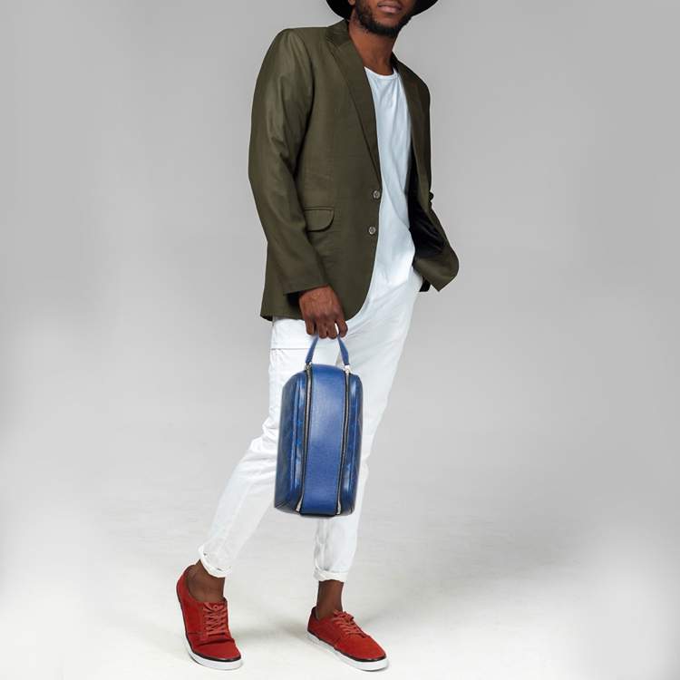 Pre Owned Louis Vuitton Cobalt Taigarama Canvas Dopp Kit