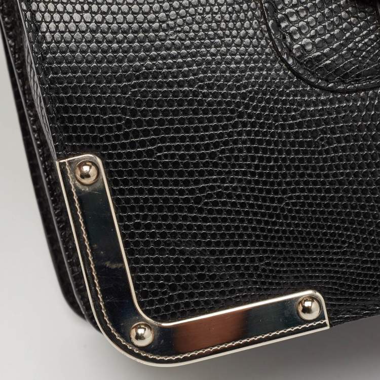 Pre Owned Louis Vuitton Black Lizard Larry Briefcase Bag