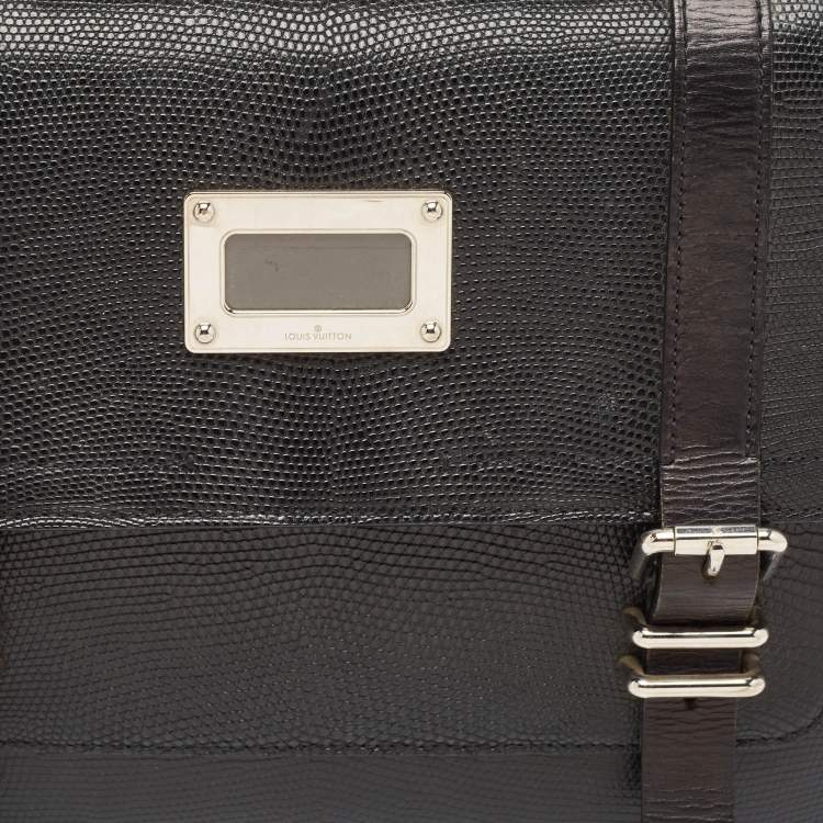 Pre Owned Louis Vuitton Black Lizard Larry Briefcase Bag