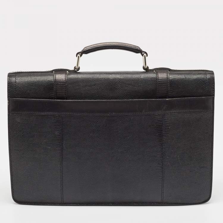 Pre Owned Louis Vuitton Black Lizard Larry Briefcase Bag