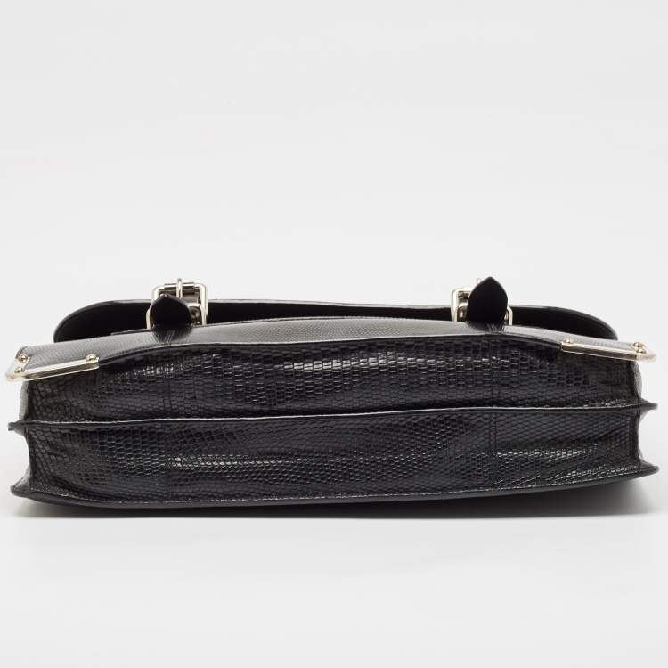 Pre Owned Louis Vuitton Black Lizard Larry Briefcase Bag