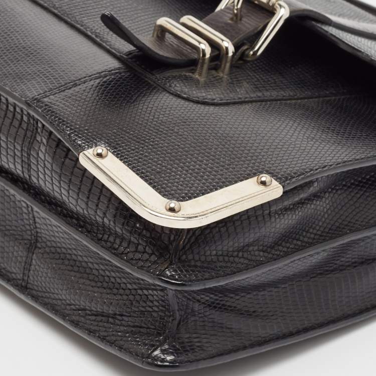 Pre Owned Louis Vuitton Black Lizard Larry Briefcase Bag