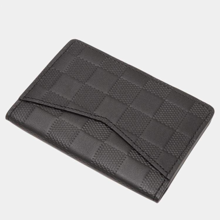 Pre Owned Louis Vuitton Black Canvas Leather Organizer De Poche Card Case