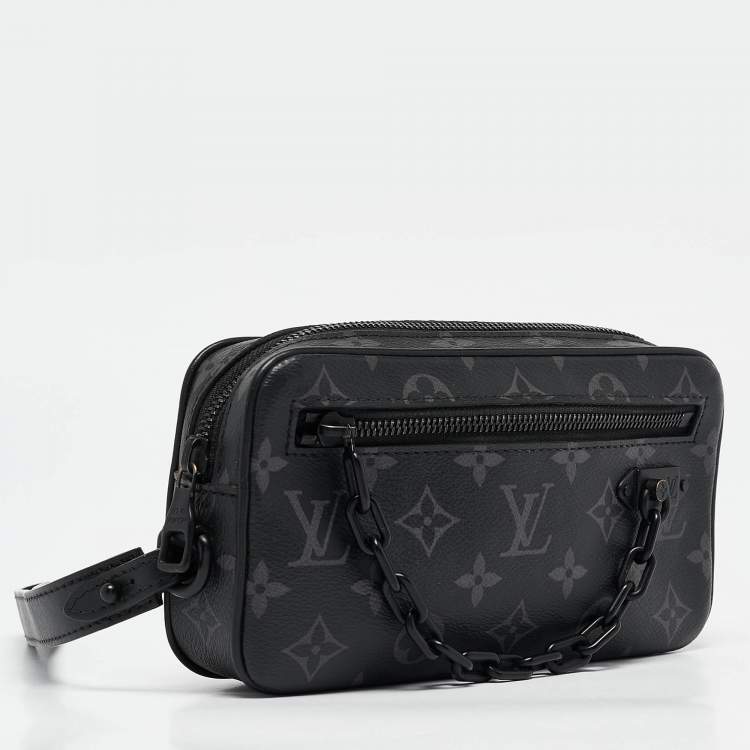 Pre Owned Louis Vuitton Monogram Eclipse Canvas Pochette Volga Bag