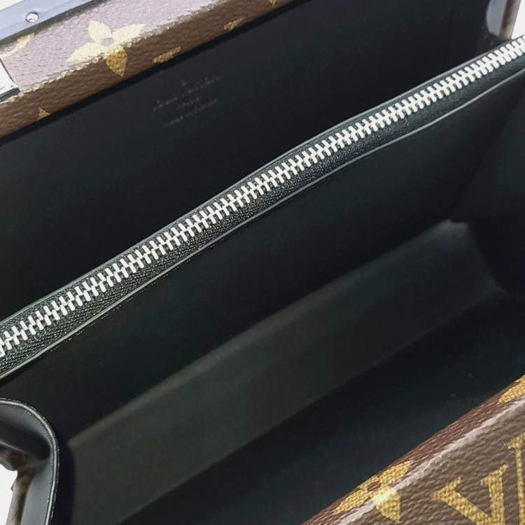 Pre Owned Louis Vuitton Black Brown Coated Canvas Macassar Clutch Box Bag