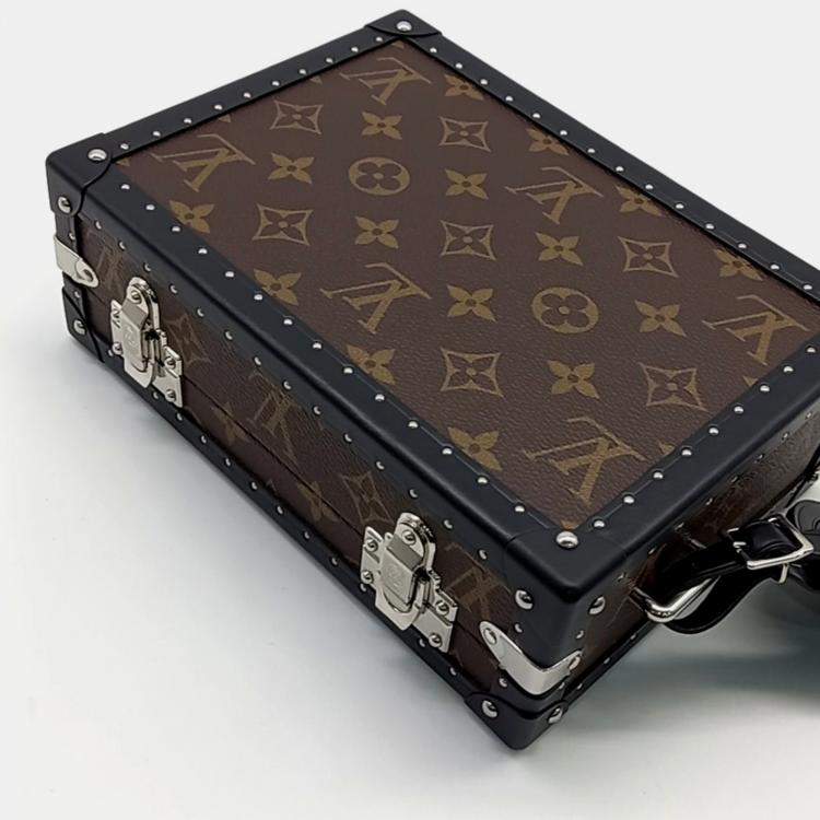 Pre Owned Louis Vuitton Black Brown Coated Canvas Macassar Clutch Box Bag