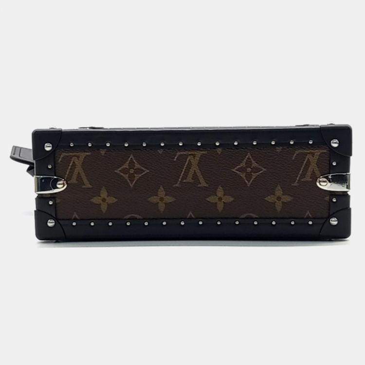 Pre Owned Louis Vuitton Black Brown Coated Canvas Macassar Clutch Box Bag