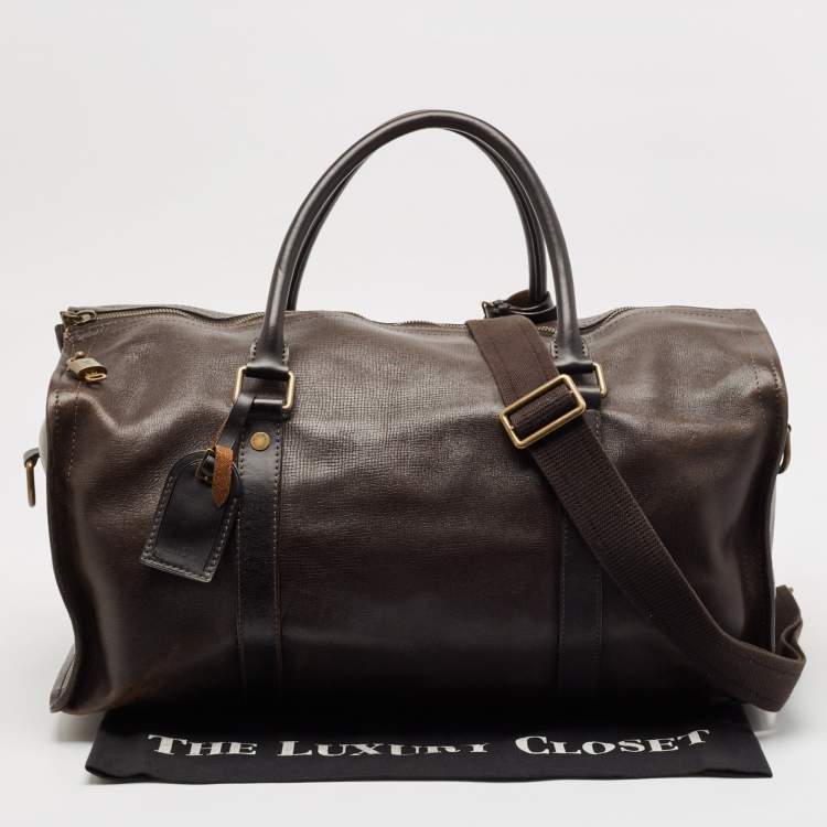 Pre Owned Louis Vuitton Dark Brown Utah Leather Comanche Duffle Bag