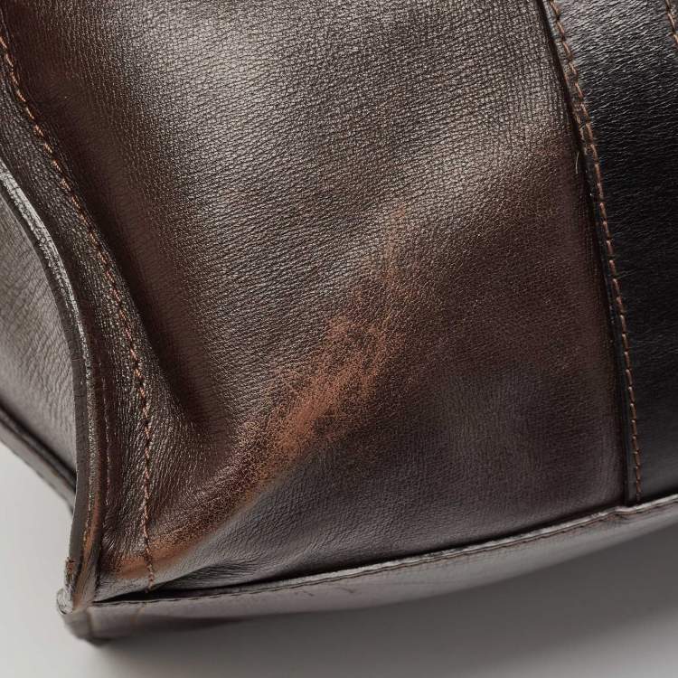 Pre Owned Louis Vuitton Dark Brown Utah Leather Comanche Duffle Bag