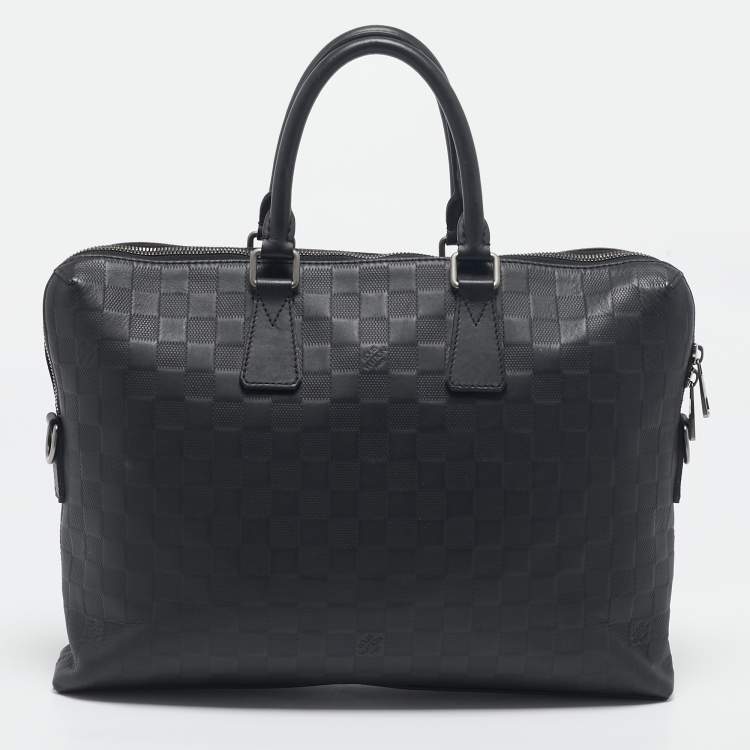 Pre Owned Louis Vuitton Black Damier Infini Leather Porte Documents Voyage PM Bag