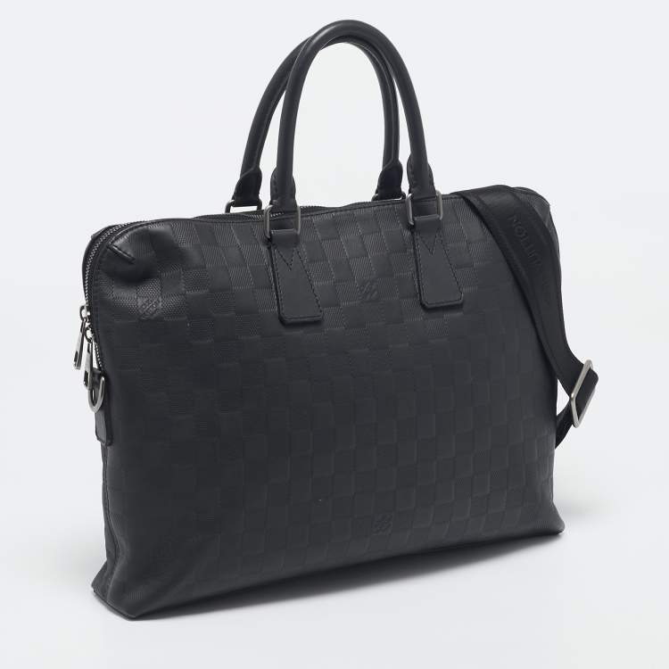 Pre Owned Louis Vuitton Black Damier Infini Leather Porte Documents Voyage PM Bag