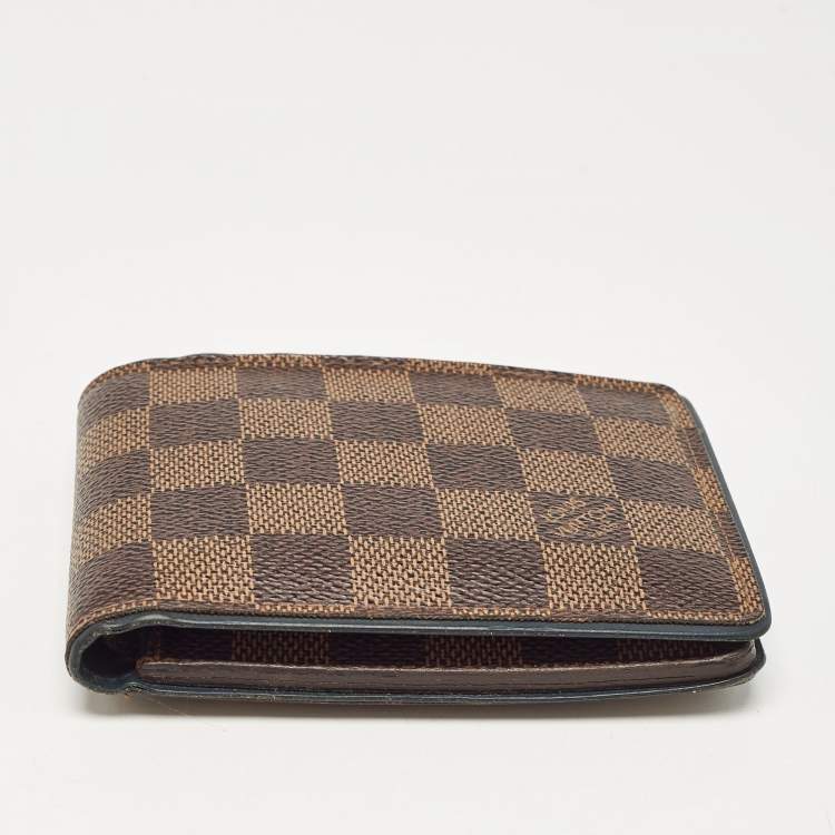 Pre Owned Louis Vuitton Blue Damier Ebene Multiple Wallet