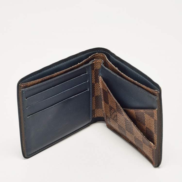 Pre Owned Louis Vuitton Blue Damier Ebene Multiple Wallet