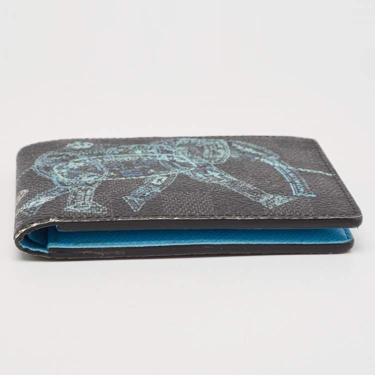 Pre Owned Louis Vuitton Damier Graphite Canvas Animal Slender Wallet