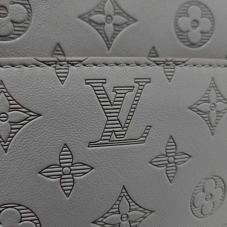 Pre Owned Louis Vuitton Grey Leather Shadow Duo Messenger Bag