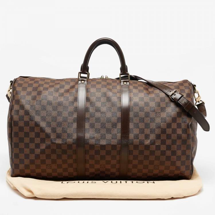 Pre Owned Louis Vuitton Damier Ebene Canvas Keepall Bandouliere 55 Bag