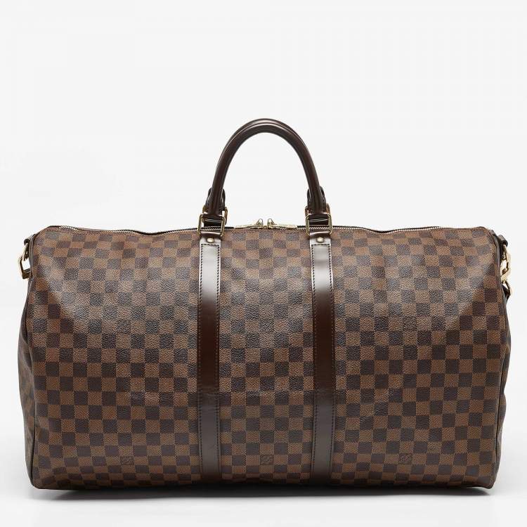 Pre Owned Louis Vuitton Damier Ebene Canvas Keepall Bandouliere 55 Bag