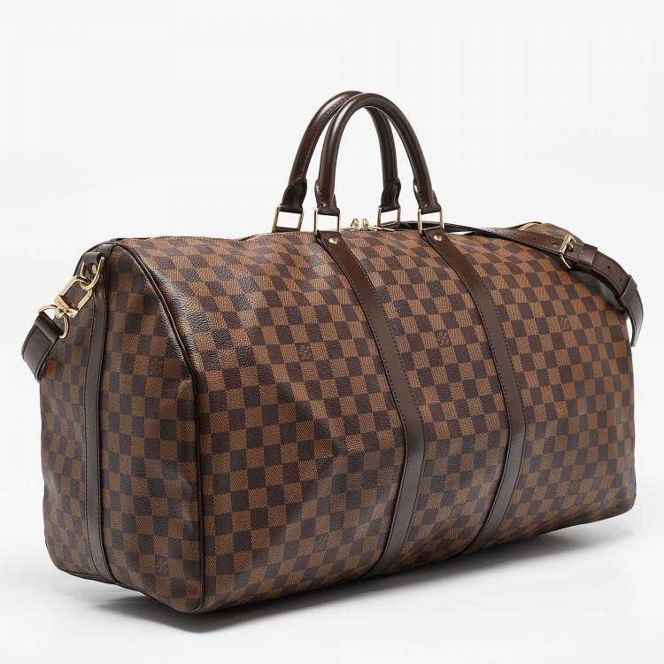 Pre Owned Louis Vuitton Damier Ebene Canvas Keepall Bandouliere 55 Bag