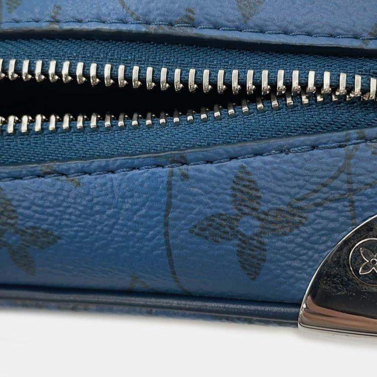 Pre Owned Louis Vuitton Blue Monogram Aqua Garden Mini Soft Trunk Bag