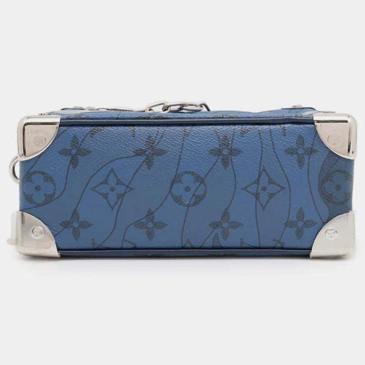 Pre Owned Louis Vuitton Blue Monogram Aqua Garden Mini Soft Trunk Bag
