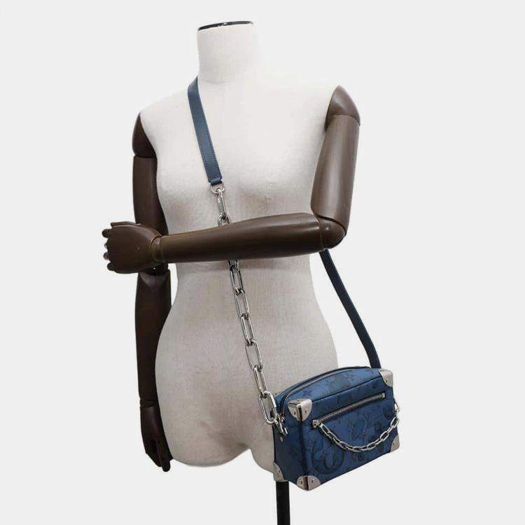 Pre Owned Louis Vuitton Blue Monogram Aqua Garden Mini Soft Trunk Bag