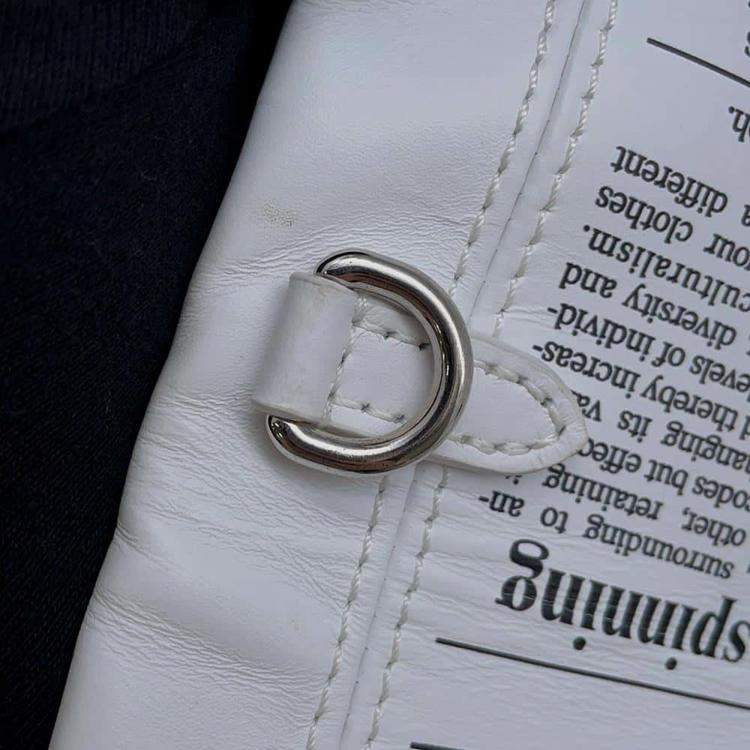 Pre Owned Louis Vuitton White Leather Newspaper Clutch 
