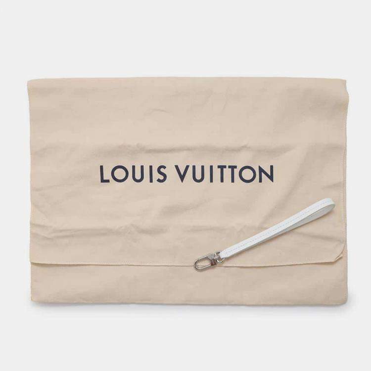 Pre Owned Louis Vuitton White Leather Newspaper Clutch 