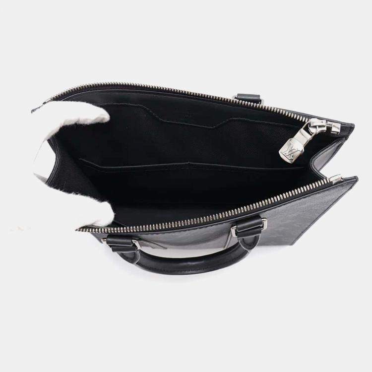 Pre Owned Louis Vuitton Noir Monogram Eclipse Sac Plat Bag
