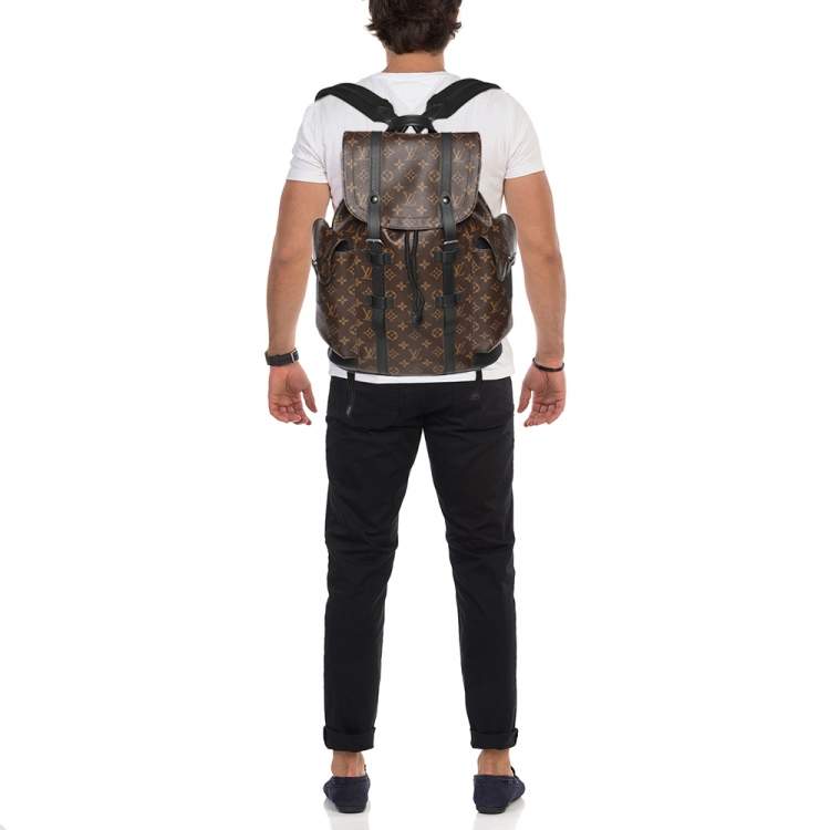 Pre Owned Louis Vuitton Monogram Macassar Canvas PM Christopher Backpack