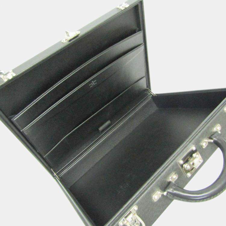 Pre Owned Louis Vuitton Black/Ardoise Taiga Leather Diplomat Attache Case