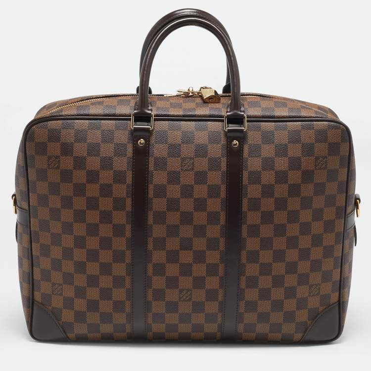 Pre Owned Louis Vuitton Damier Ebene Canvas Porte Documents Voyage Briefcase GM Bag