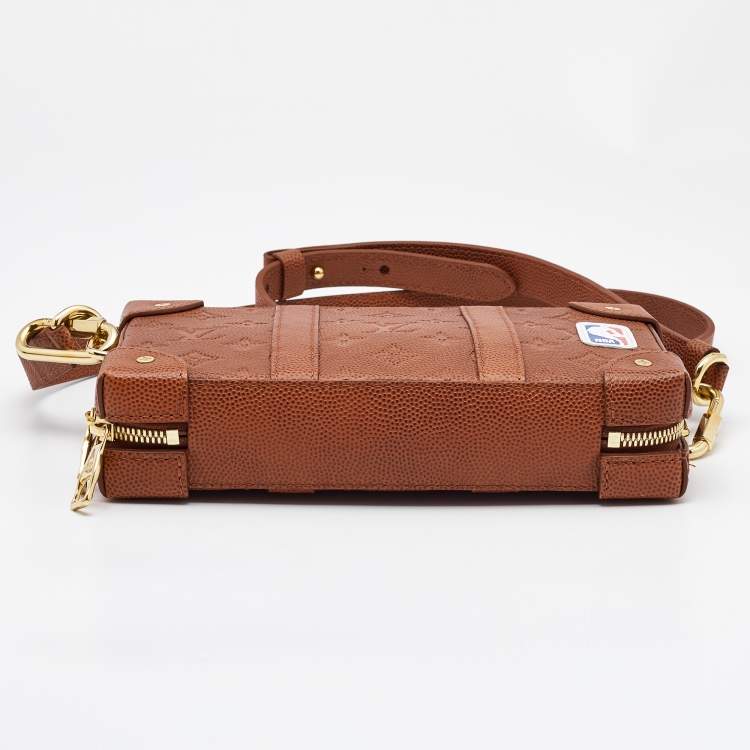 Pre Owned Louis Vuitton x NBA Brown Monogram Ball Grain Leather Soft Trunk Wallet