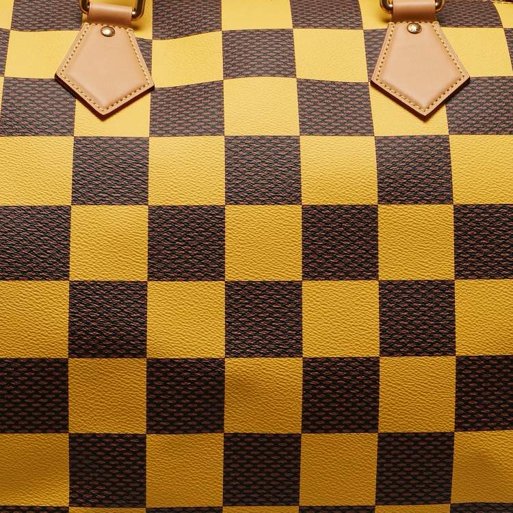 Pre Owned Louis Vuitton Yellow Damier Pop Canvas Speedy Bandouliere 50 Bag