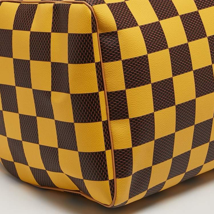 Pre Owned Louis Vuitton Yellow Damier Pop Canvas Speedy Bandouliere 50 Bag