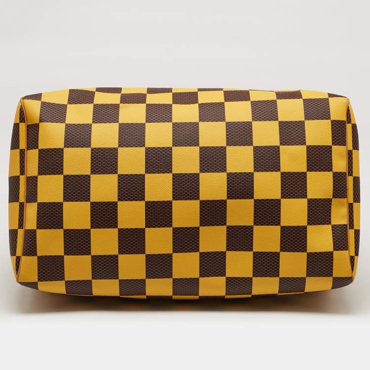 Pre Owned Louis Vuitton Yellow Damier Pop Canvas Speedy Bandouliere 50 Bag