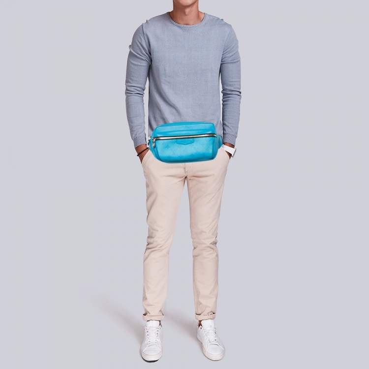 Pre Owned Louis Vuitton Blue Monogram Canvas and Leather Taigarama Outdoor Bumbag