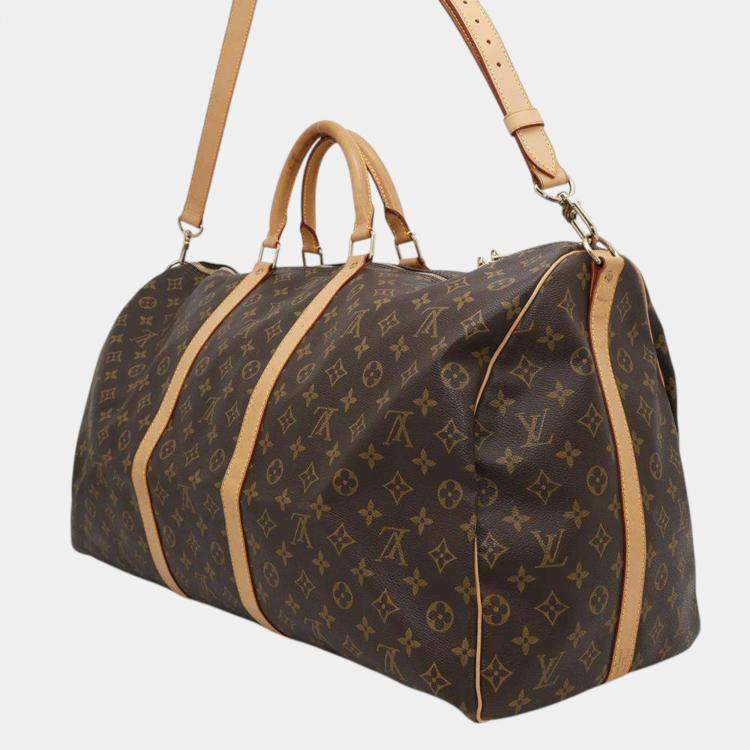Pre Owned  Louis Vuitton  Brown Monogram Keepall Bandouliere 60 Satchel Bag