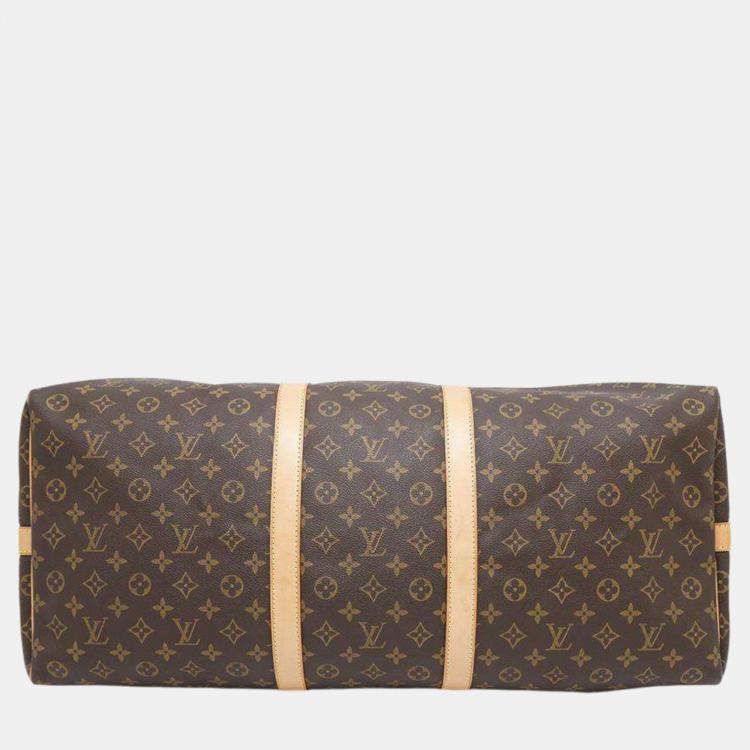 Pre Owned  Louis Vuitton  Brown Monogram Keepall Bandouliere 60 Satchel Bag