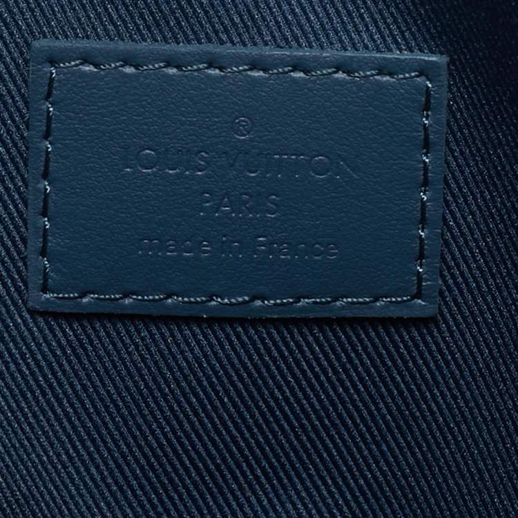 Pre Owned Louis Vuitton Bleu Atlantique Leather Takeoff Pouch