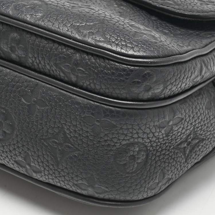 Pre Owned Louis Vuitton Black Monogram Taurillon Leather S Lock Messenger Bag